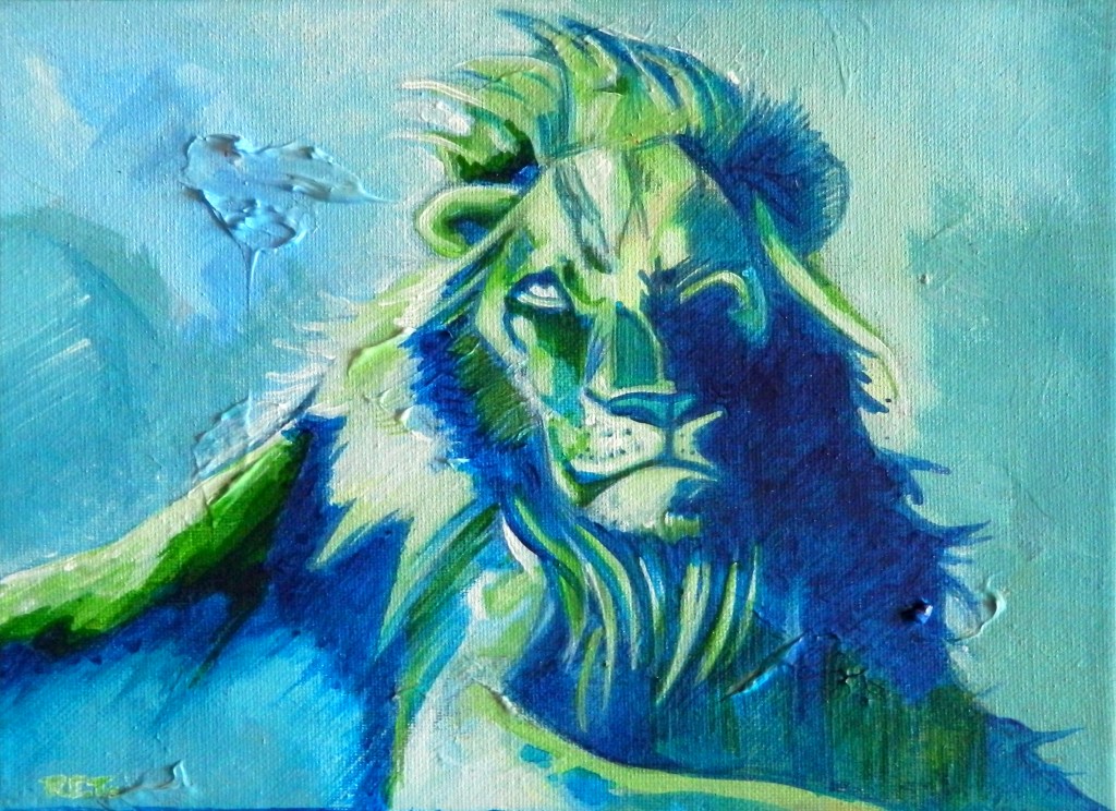  "JungleGreen Lion" 8x10" Indian Ink and Acrylic. Spoken for already. Prints available for 20.00 Bagged backed and signed.