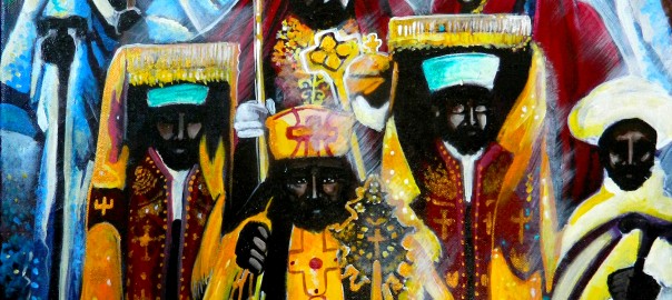 "Coronation of the Covenant." by Ras Elijah Tafari Acrylic and Indian Ink. 18x24 on Canvas.