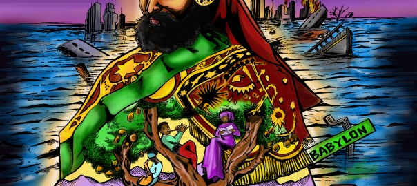" Foundation " Album Cover for Nick Sefakis by Ras Elijah Tafari, inks contributed by Tana Morgan