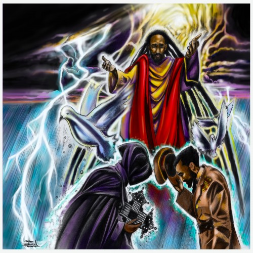 Father, Son and Holy Spirit. "DefendJah Akae Beka album cover"