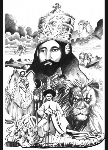 "Haile Selassie I and St. George" Pencil, Original Available.