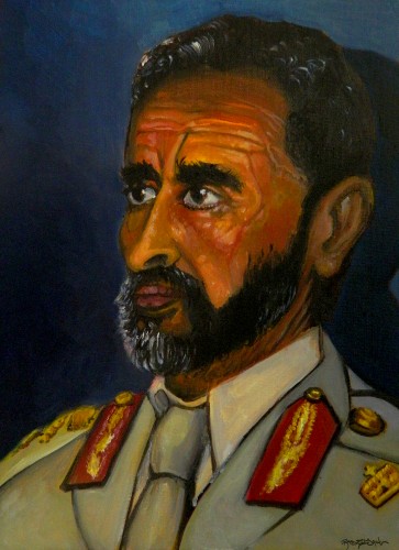 "Selassie in oil, profile"