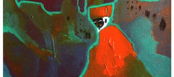 " Orange Priest " Acrylic and Indian ink