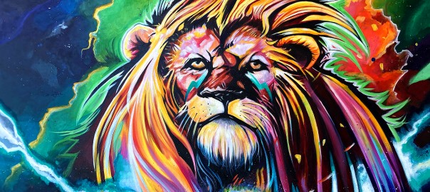 "Jordan Lion " acrylic and indian ink, sold. Prints available.